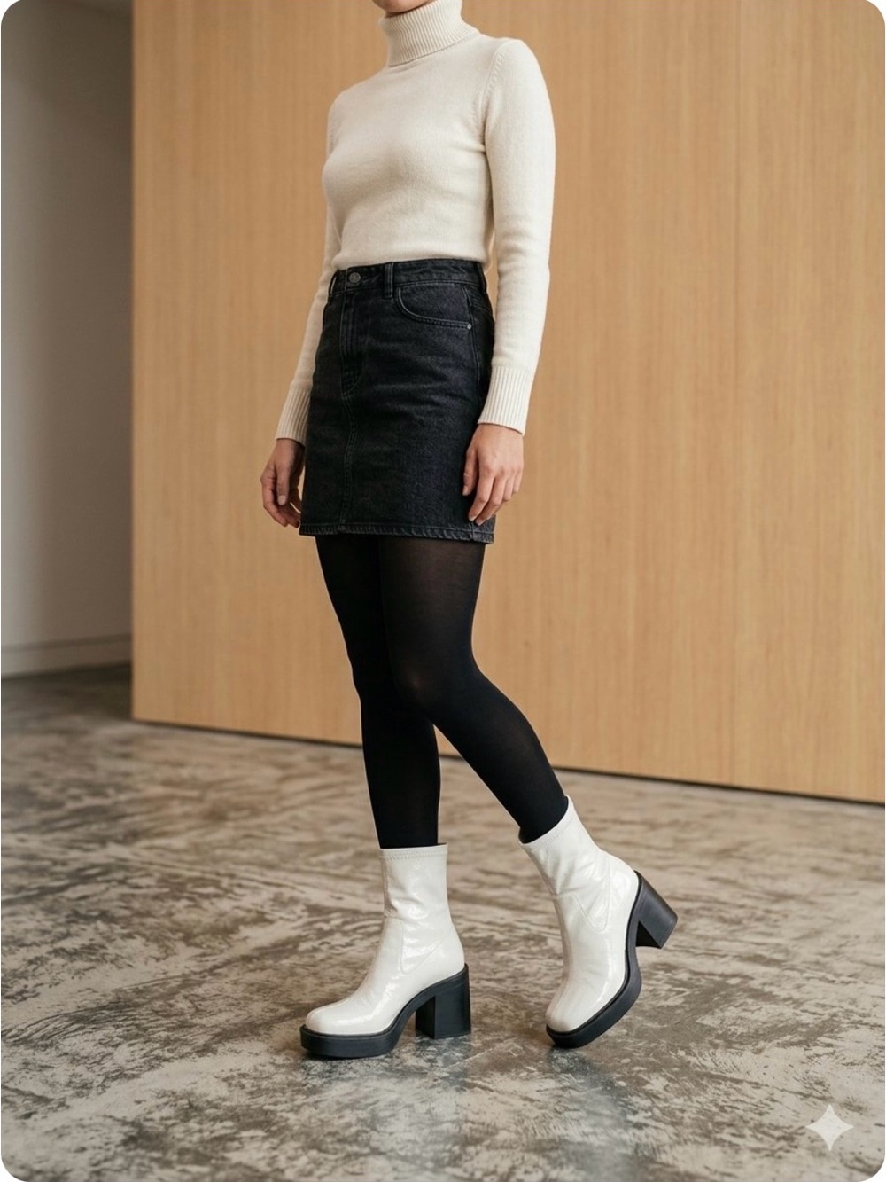 Kenneth Cole New York Amber boots feature a cream-colored textured finish